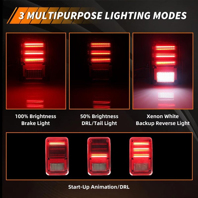 MOTRUM Tail Light Compatible with Dodge Truck Van 1978-1993, [DOT] Red LED Taillight Lamps, White Backup Reverse Lights, Replace OEM #4057973 4057972 | CH2808102 CH2809102, 1 Pair, Red Lens - Image 3